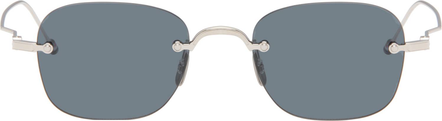Thom Browne Silver Rectangular Rimless Sunglasses - Silver