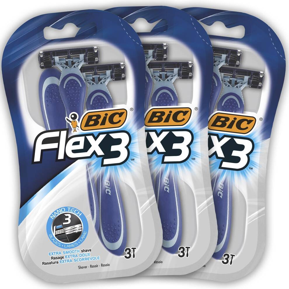 Bic Flex 3 Blade Mens Disposable Razor 3 Count