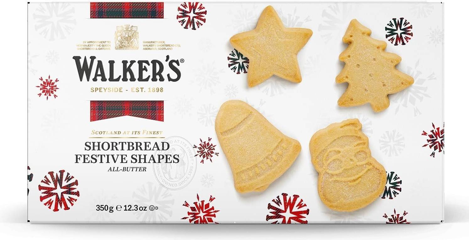 Walkers Assorted Shortbread In Festive Shapes 350g