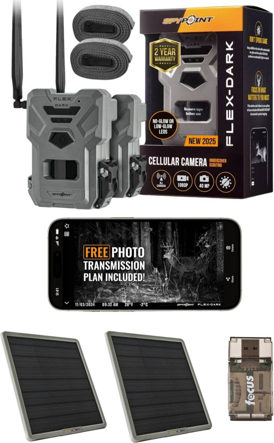 SpyPoint Flex Dark 40MP Cellular Trail Camera 2-Pack