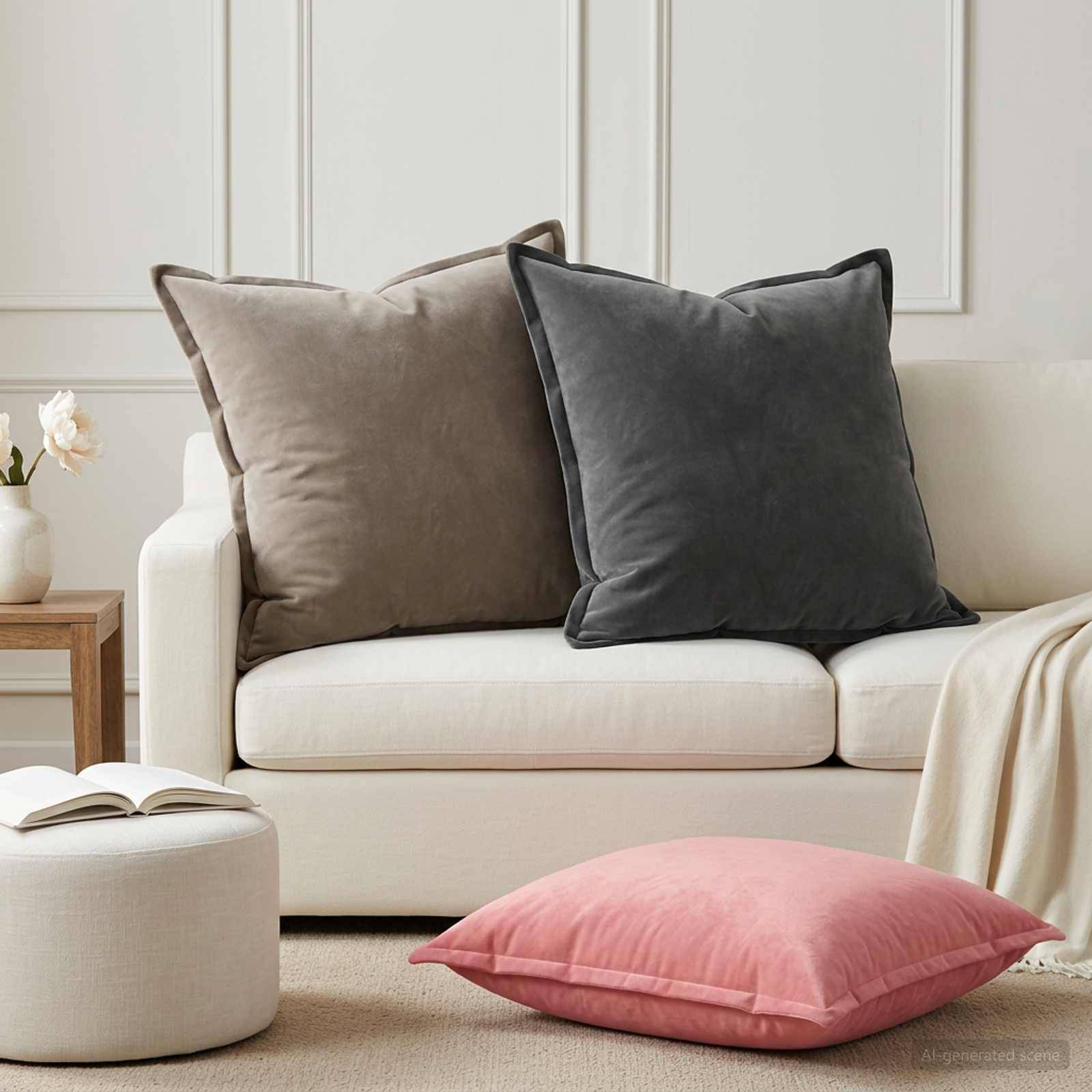 vidaXL Kudde Med Kudde Houten 2 St Rosa Sammet Innerkudde Rosa