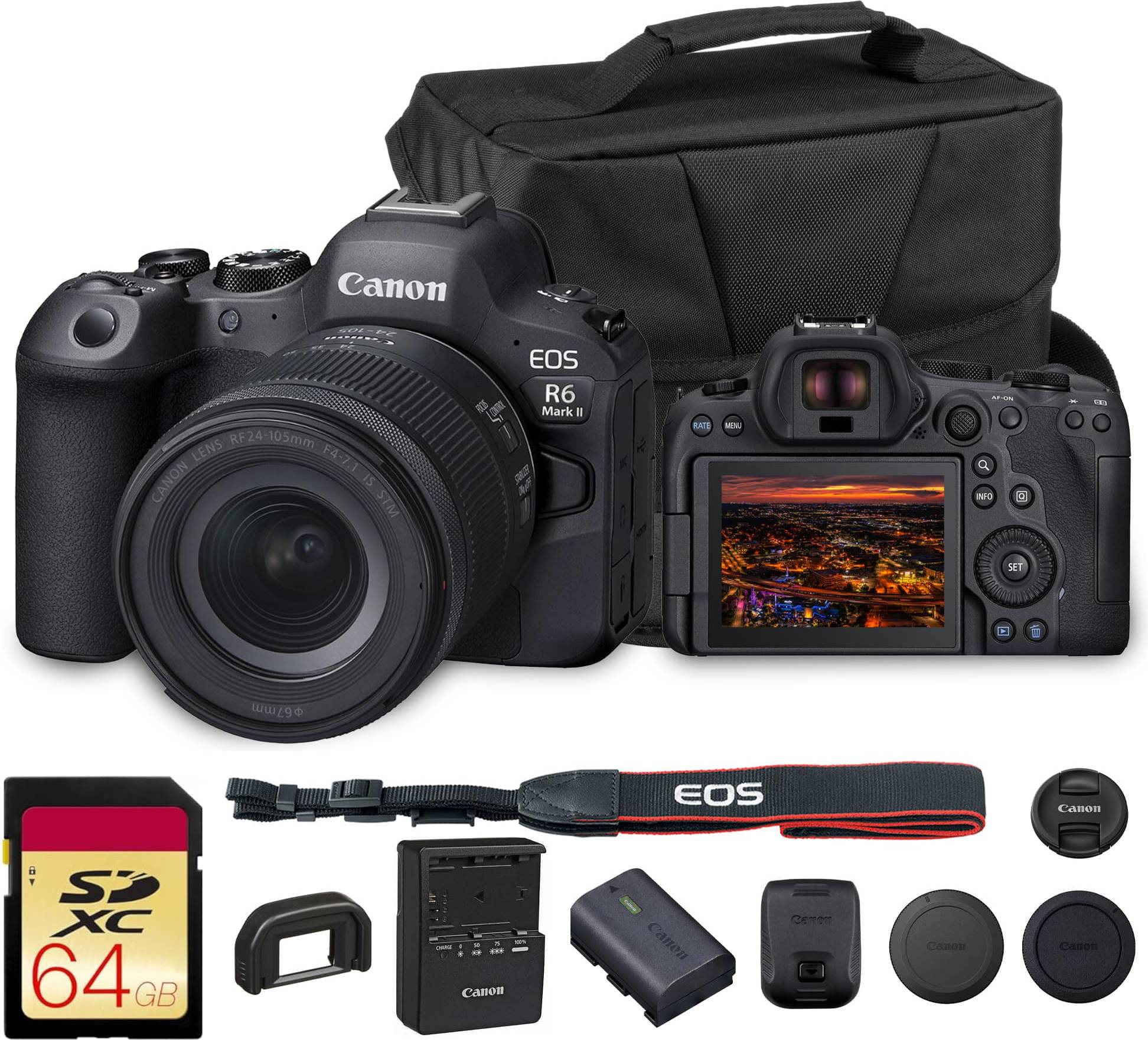 Canon eos r6 mark 2 Canon EOS R6 Mark II Mirrorless Camera Lens Case Card Bundle