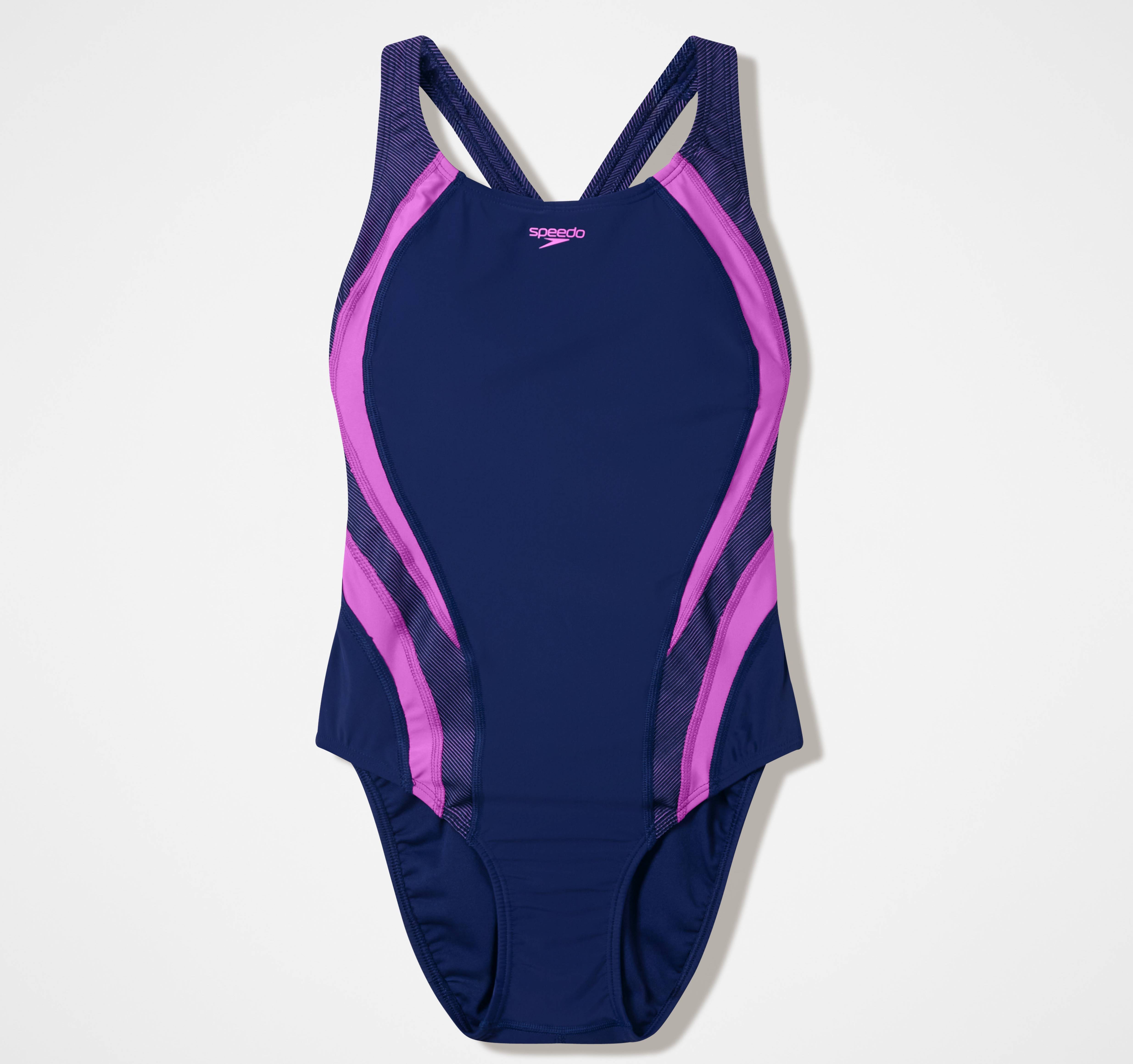 Speedo Quantum Rib Splice Swimsuit - Navy/Pink