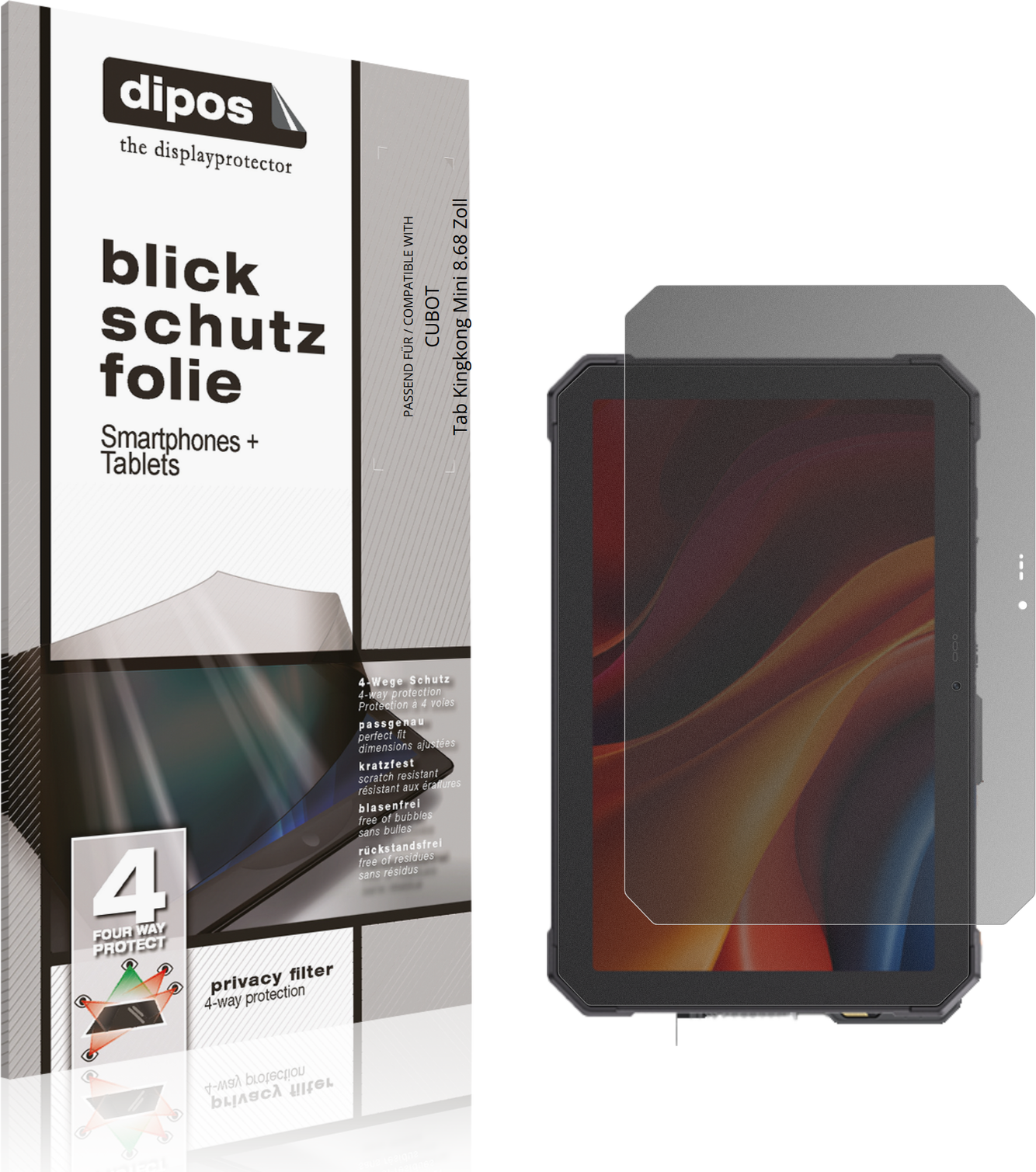 Dipos Screen Protector For Cubot Tab Kingkong Mini Privacy Filter