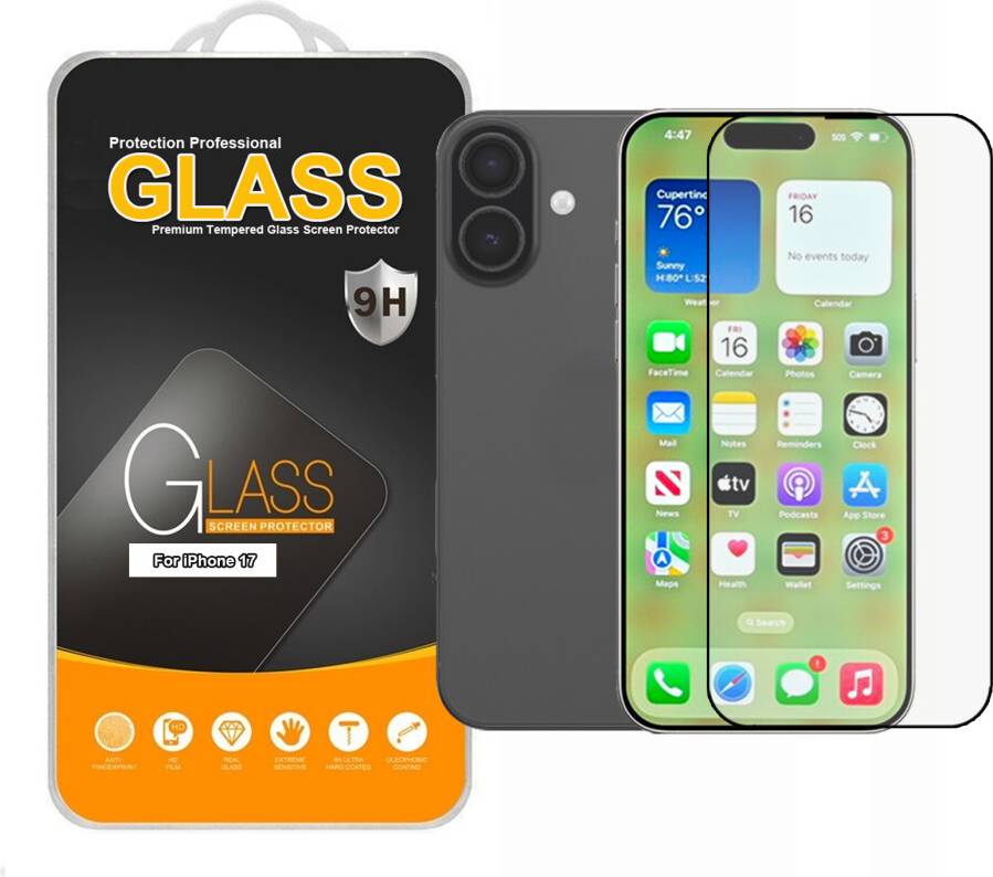 Screen protector for apple iphone 17 iPhone 17 Full Coverage Tempered Glass Screen Protector