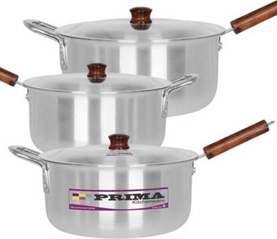 B&Q 6Pc Large Aluminium Cookware Saucepans Set With Lids Cookware Set