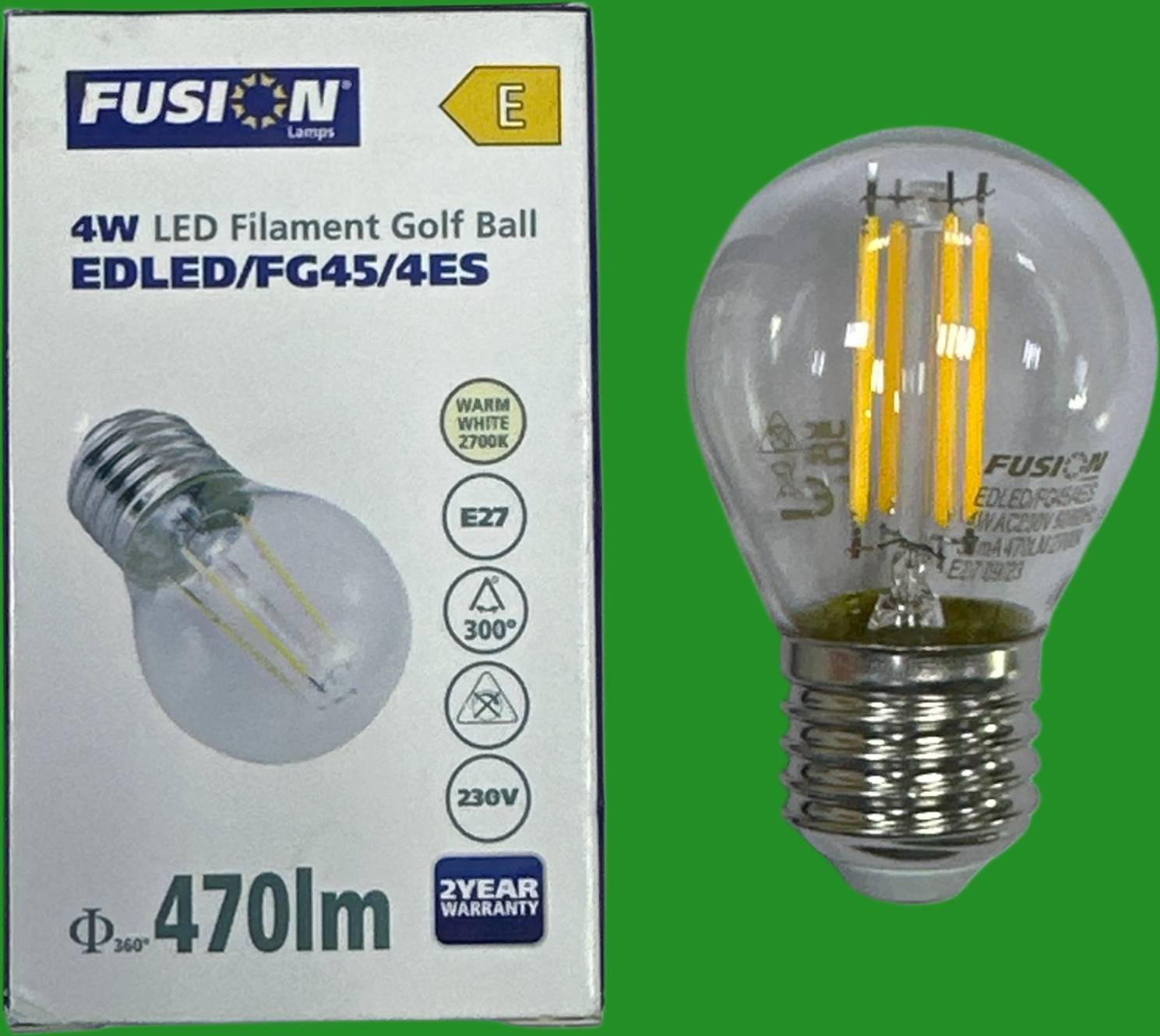 4W LED Filament Klar Rund Golf ES E27 Edison