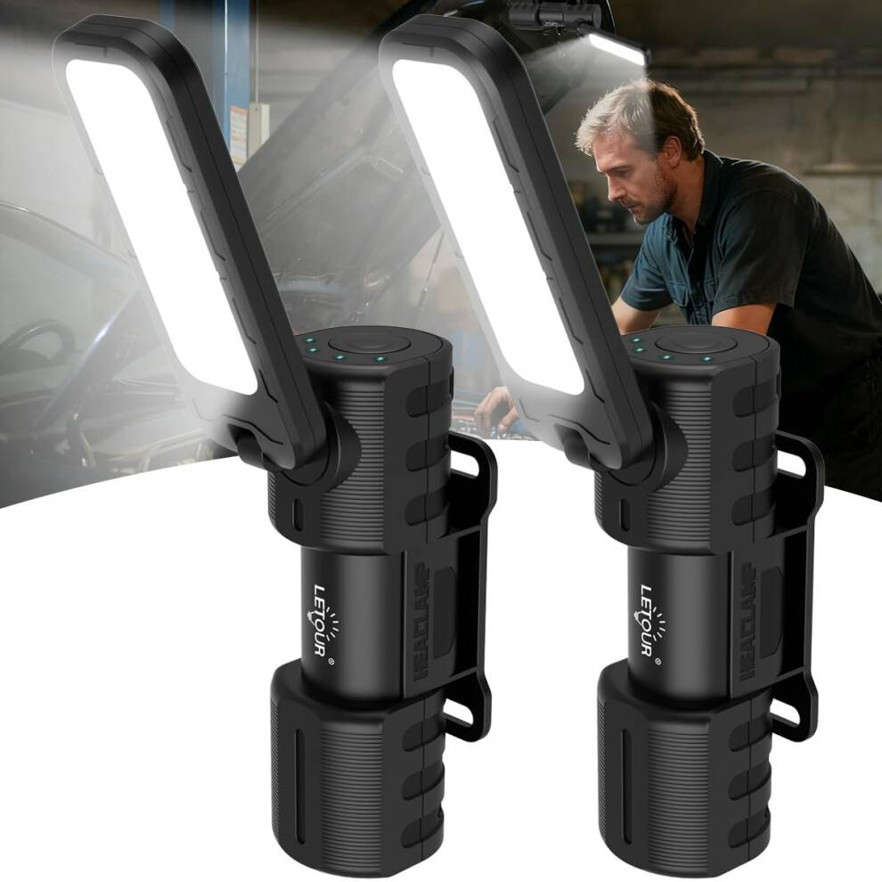 LETOUR Inspection Light 2 Pack Rechargeable LED Work Light