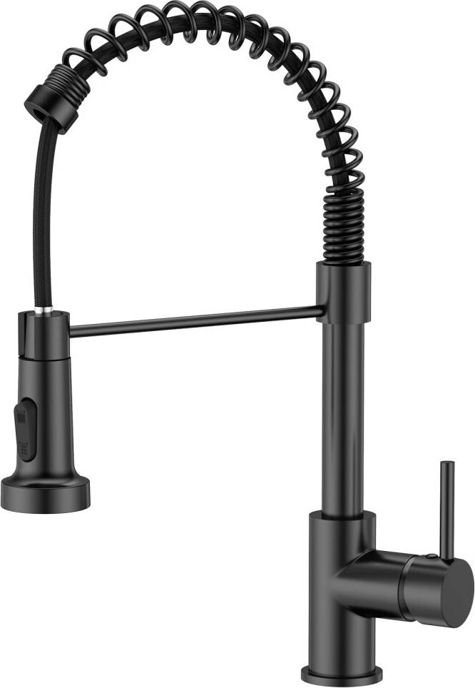 Forious Black Spring Kitchen Sink Mixer Tap