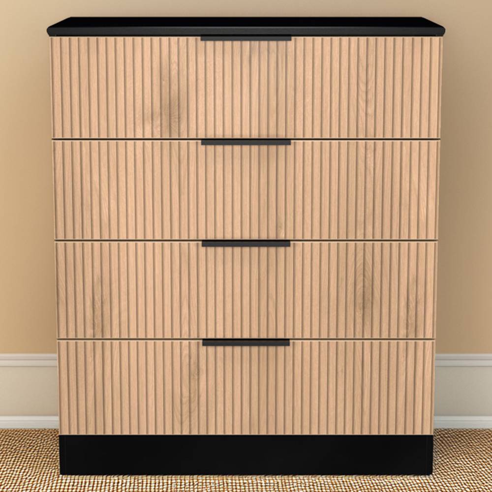 Java Slatt Effect Black Drawer Chest