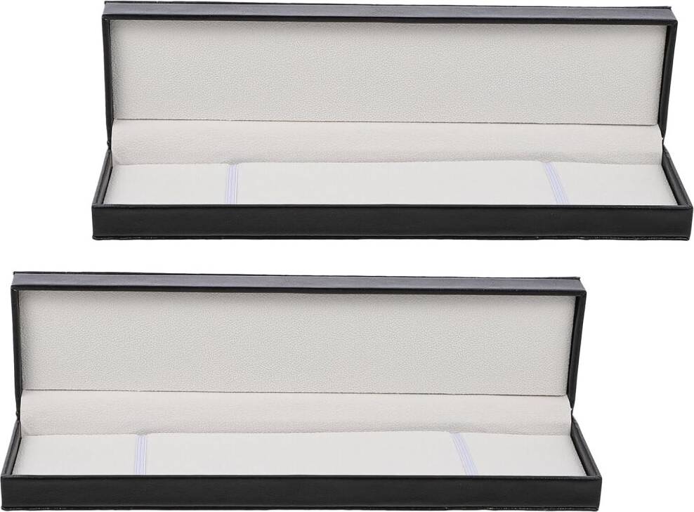 HKHBJS 2pcs Long Pu Leather Rectangular Watch Storage Box