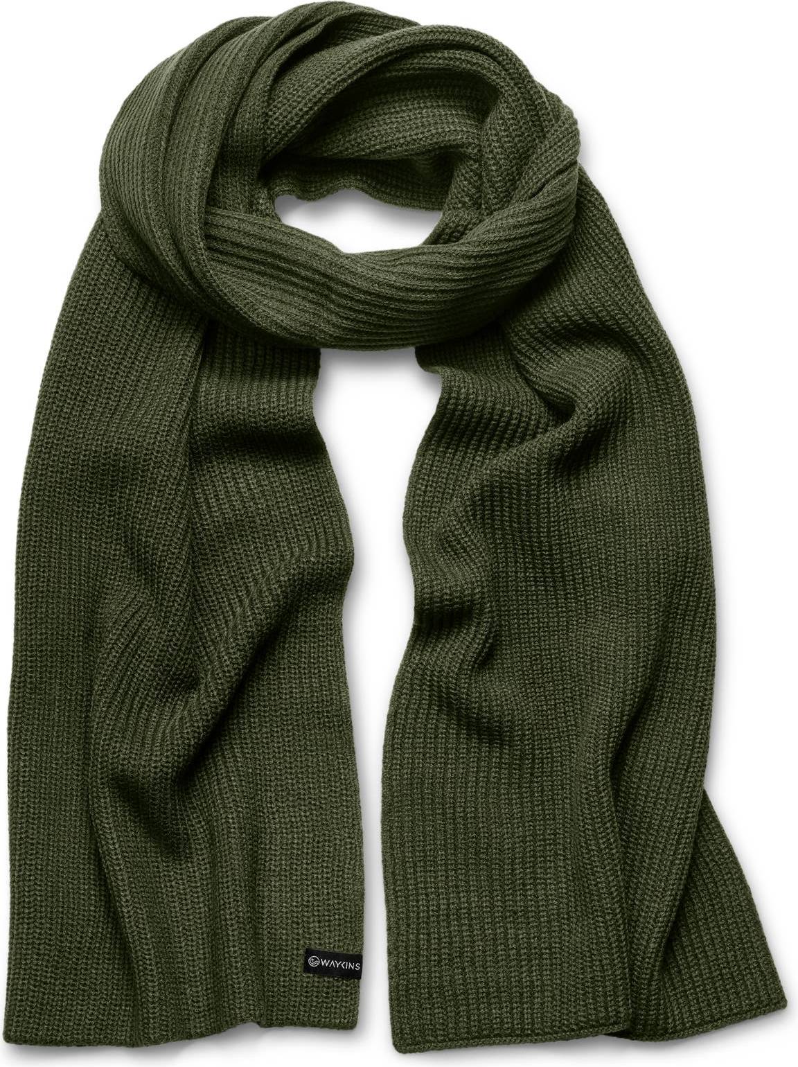 Olive Rib Knitted Acrylic Scarf