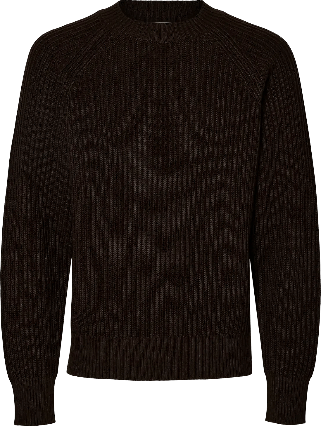 Selected Ribbad Tröja Med Raglanärmar - Brown