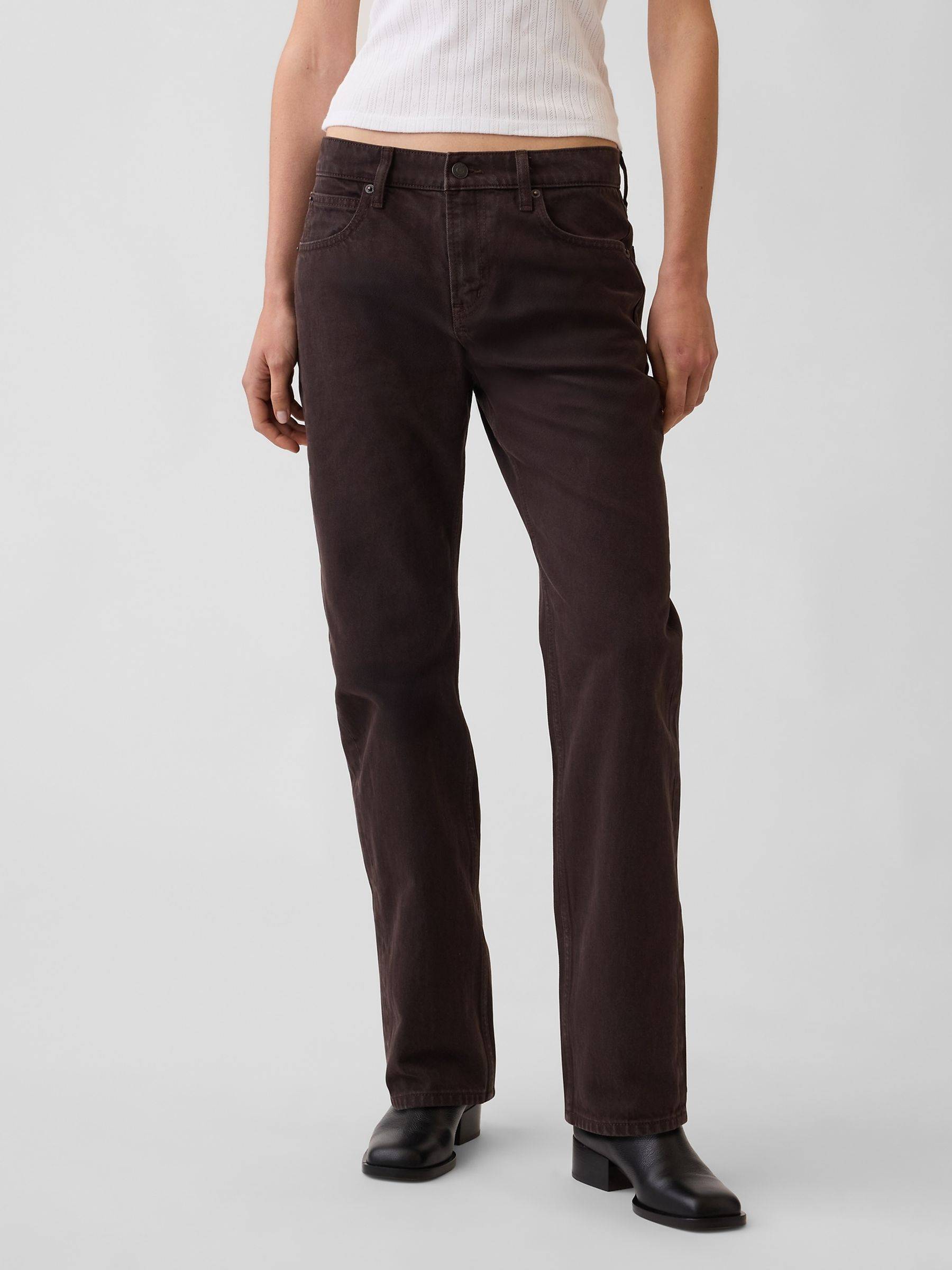 GAP Mid Rise Straight Taper Jeans - Mørkebrun