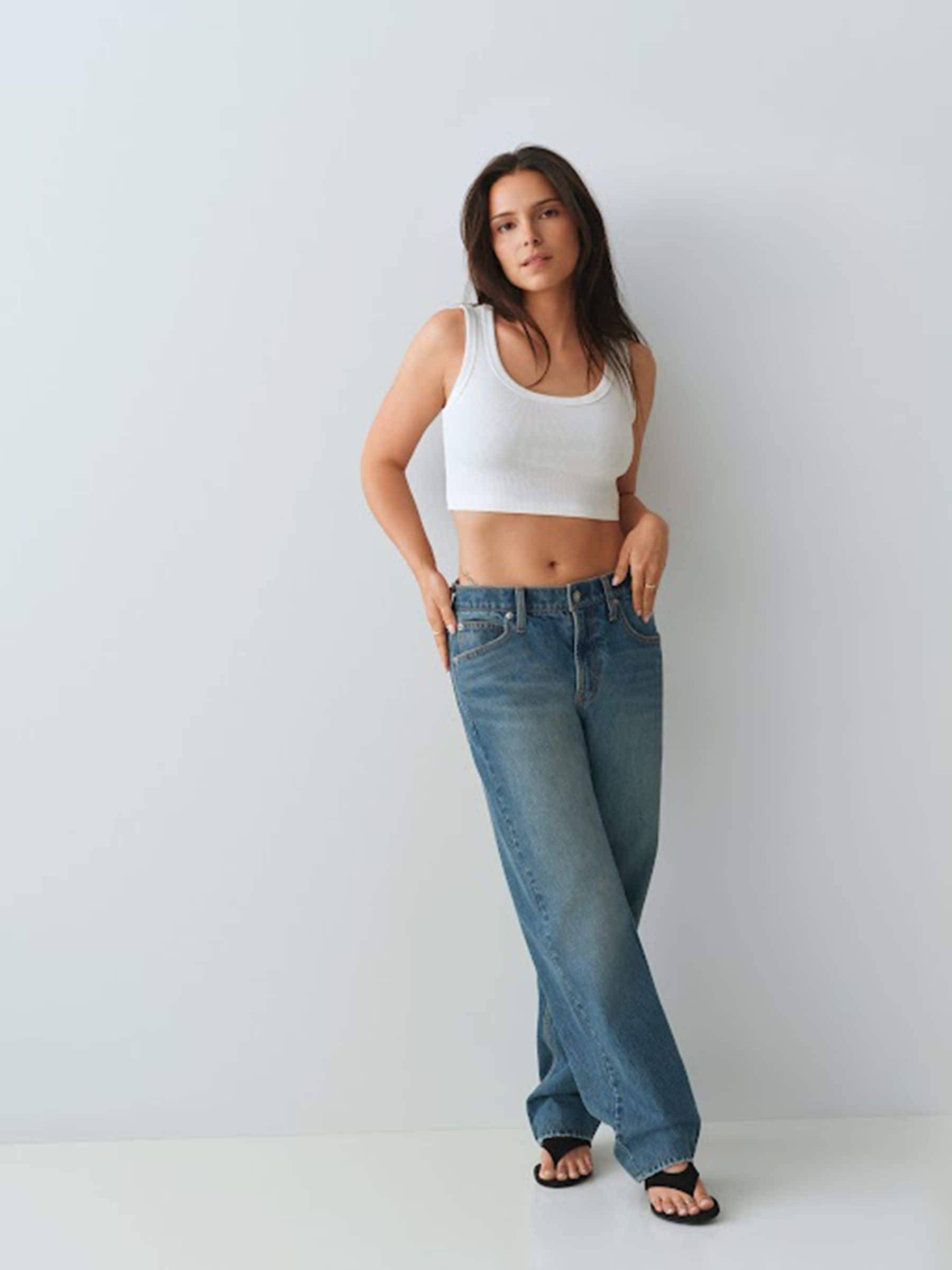 Mid Rise Straight Taper Jeans - Blue