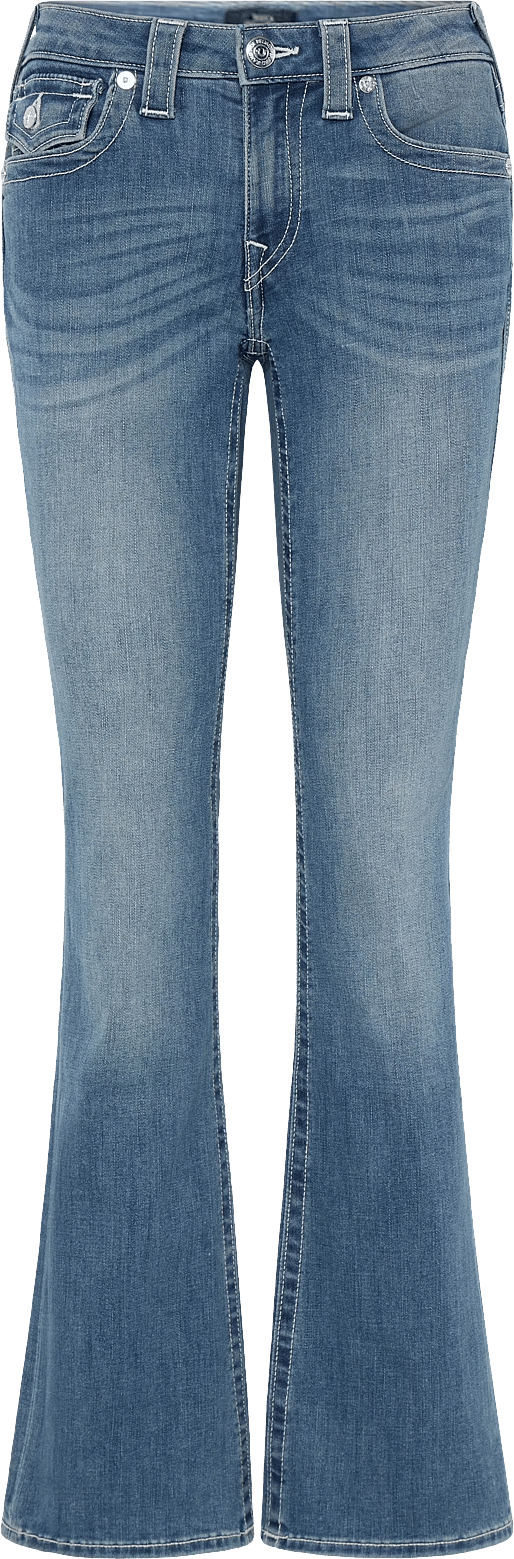 True Religion Mid Rise Bootcut Flap Jeans - Blue