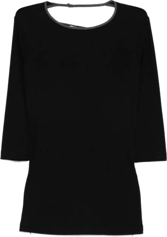 Round Neck Sweater Toppe - Sort