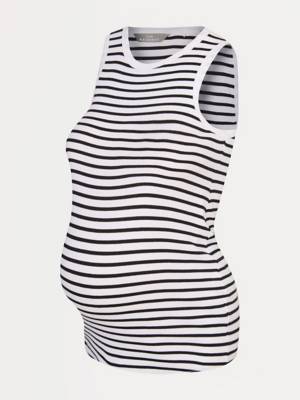 George Maternity Striped Ribbed Racer Vest - White/Black