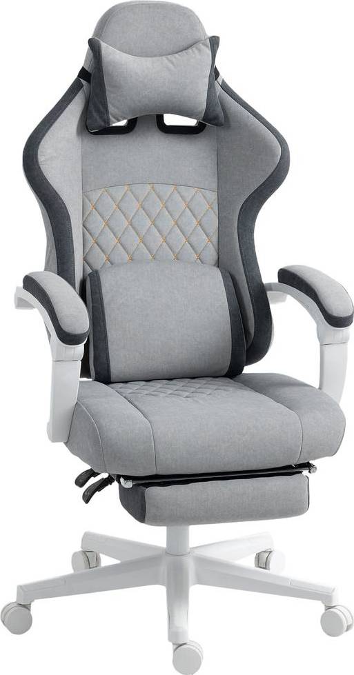 Homcom Printed Velvet Computer Recliner Chair Grey