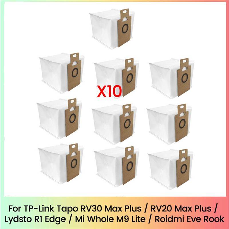 Melitt Dust Bag for Tapo RV30 Max RV20 Max Lydsto R1 MiWhole M9 Lite Eve Rook Robot Vacuum 10PCS