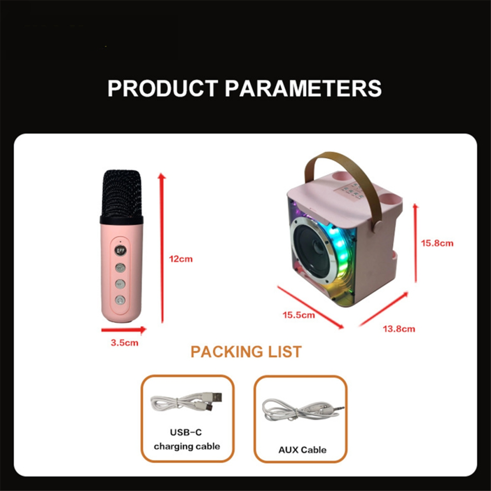 Melitt Altavoz Bluetooth Karaoke Luz Rítmica Rosa