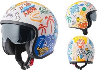 Jethelm GMS Moto Ride Surf Jethelm - Weiß/Blau/Gelb/Rot