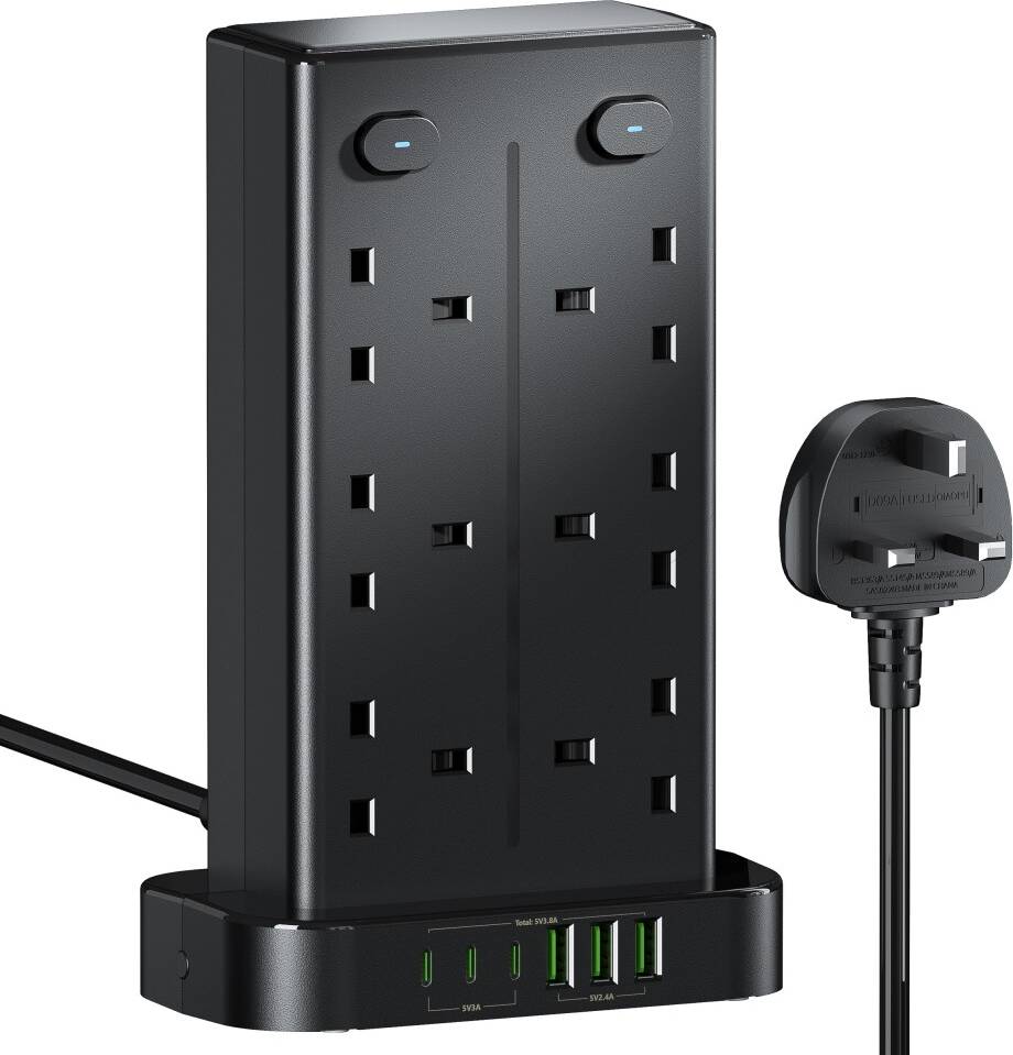 Extension lead with switch 12 Way Multi Plug Socket Extension Lead with Switch