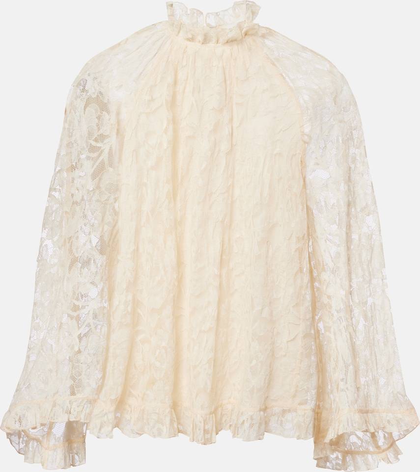 Carousel Ruffled Lace Blouse - White