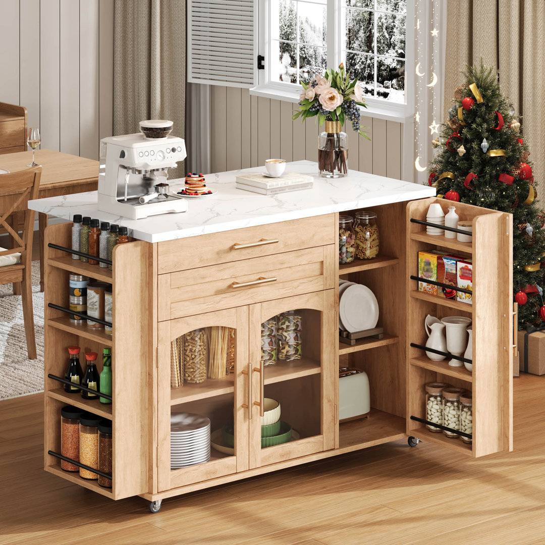 Direct Wicker Kitchen Island - Brown