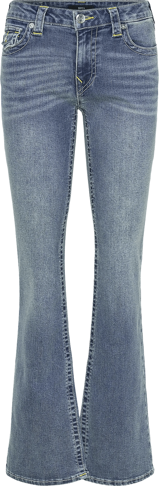 True Religion Mid Rise Boot Cut Flap Jeans - Blue