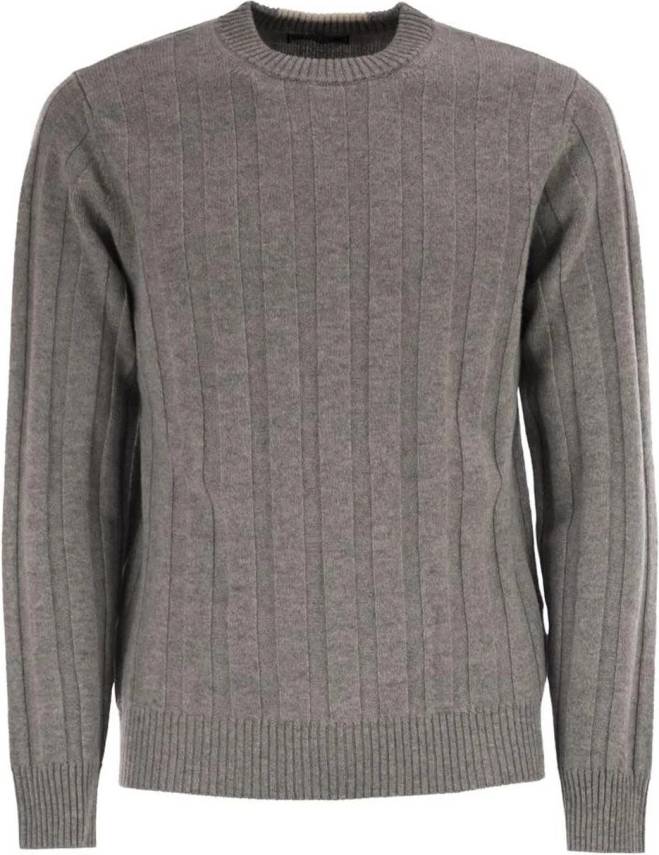 Peserico Ribstrikket Sweater Med Rund Hals - Grå