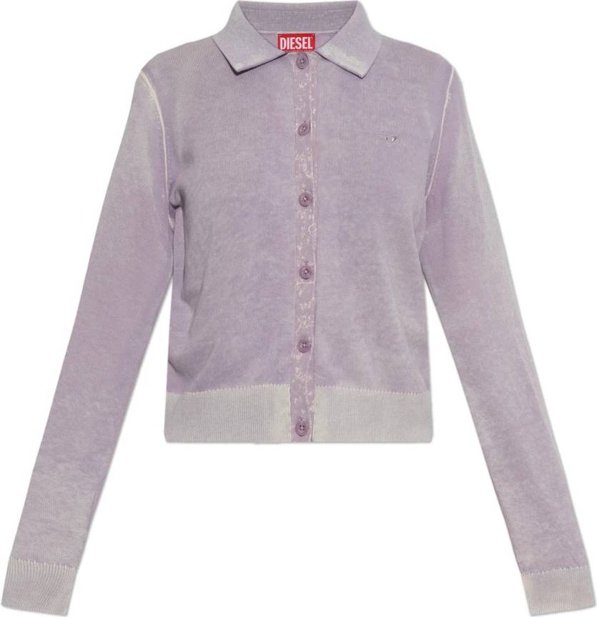 Diesel Cardigan With Faded Reverse Print - Violet
