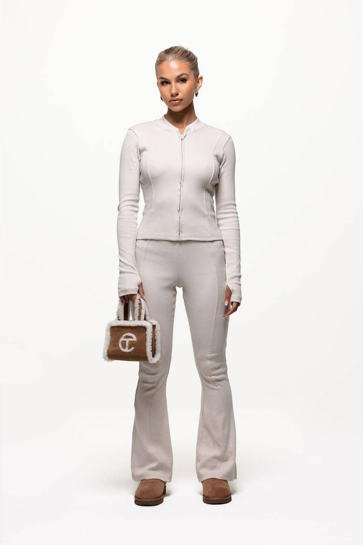 Good For Nothing Contour Ribbed Leggings Cream