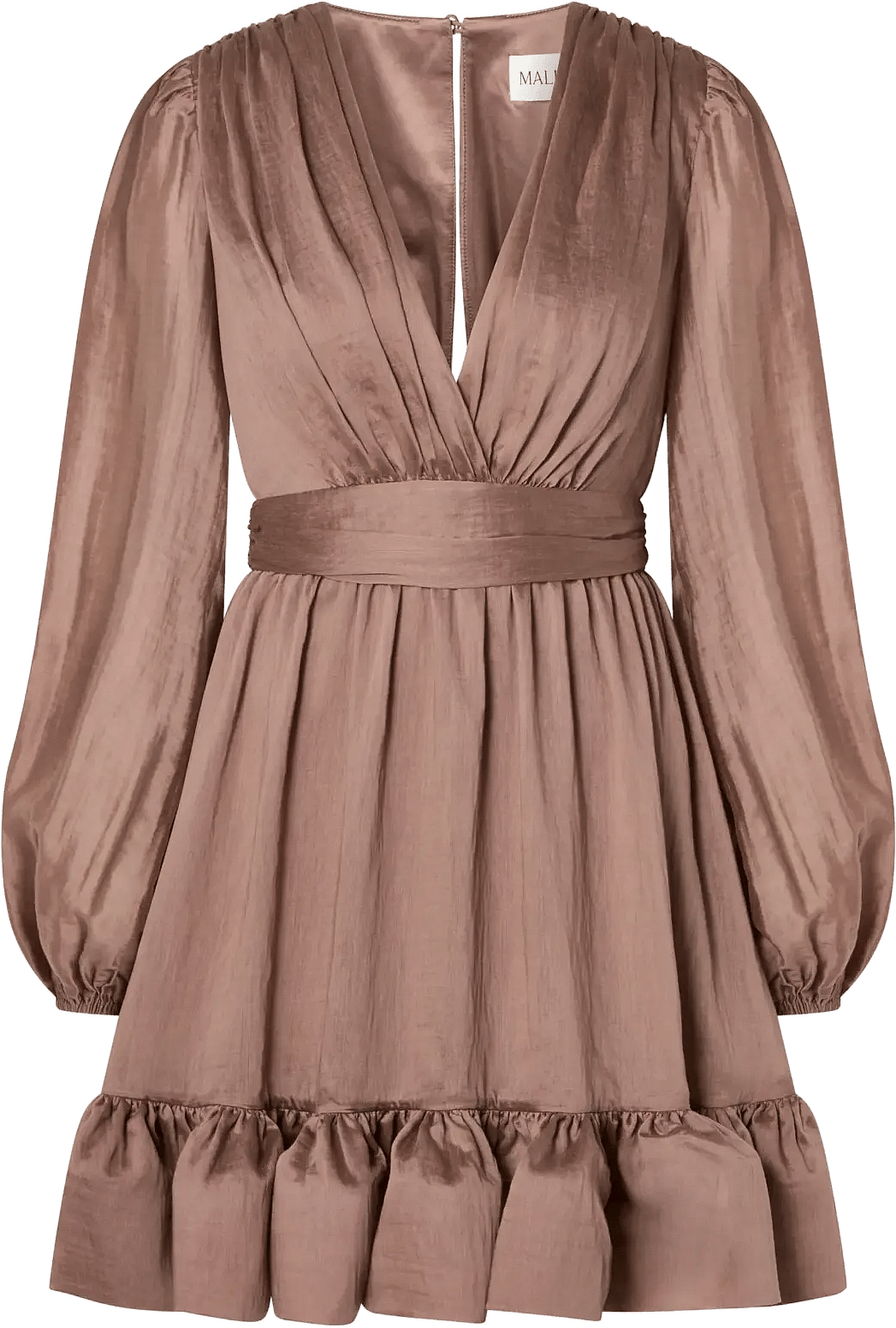 Jadie V-Neck Ruffled Mini Dress - Beige