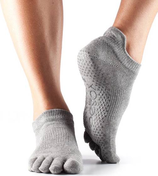 ToeSox Full Toe Low Rise Grip - Heather Grey