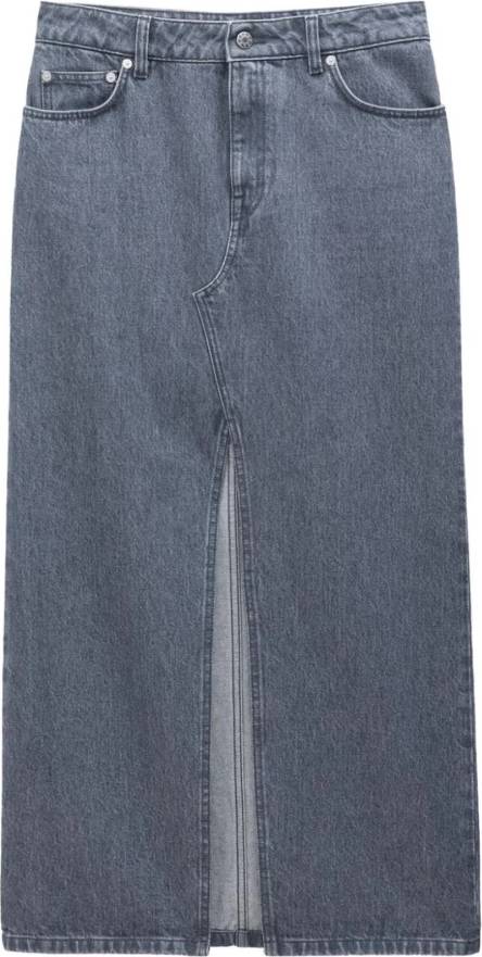 Lange Denim Rok Met Split - Grijs