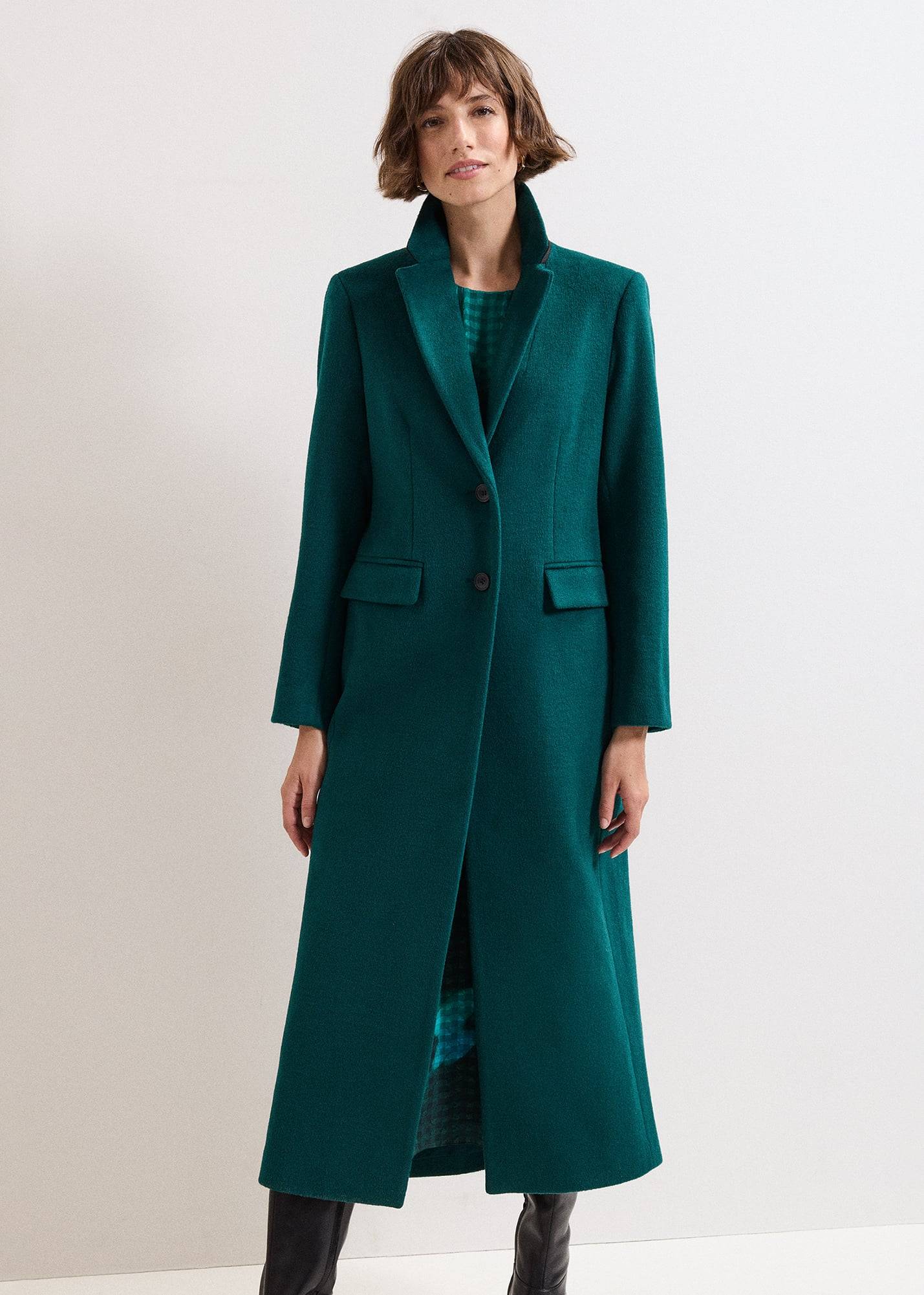 Phase Eight Lydia Long Wool Coat - Turquoise