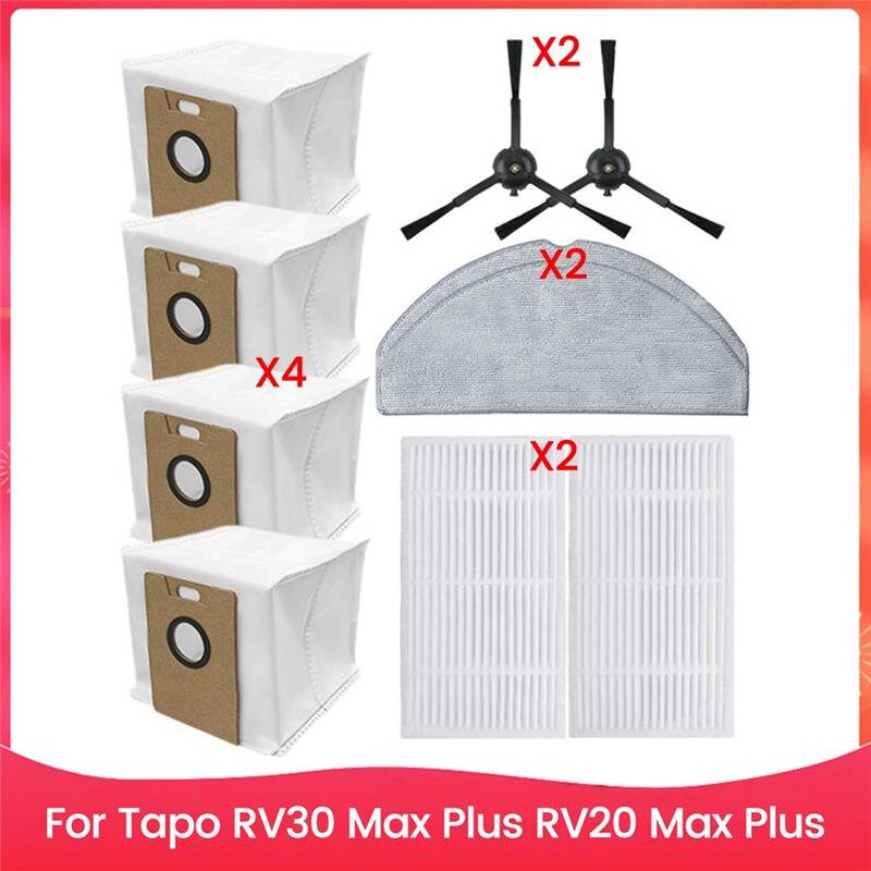 Typecat Tapo RV30 Max RV20 Max Replacement Side Brush Hepa Filter Mop Cloth Dust Bags