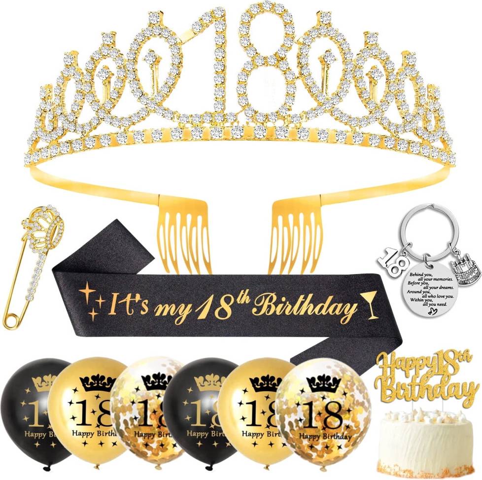 18th birthday decorations 18th Birthday Decorations Gold Rhinestone Crown