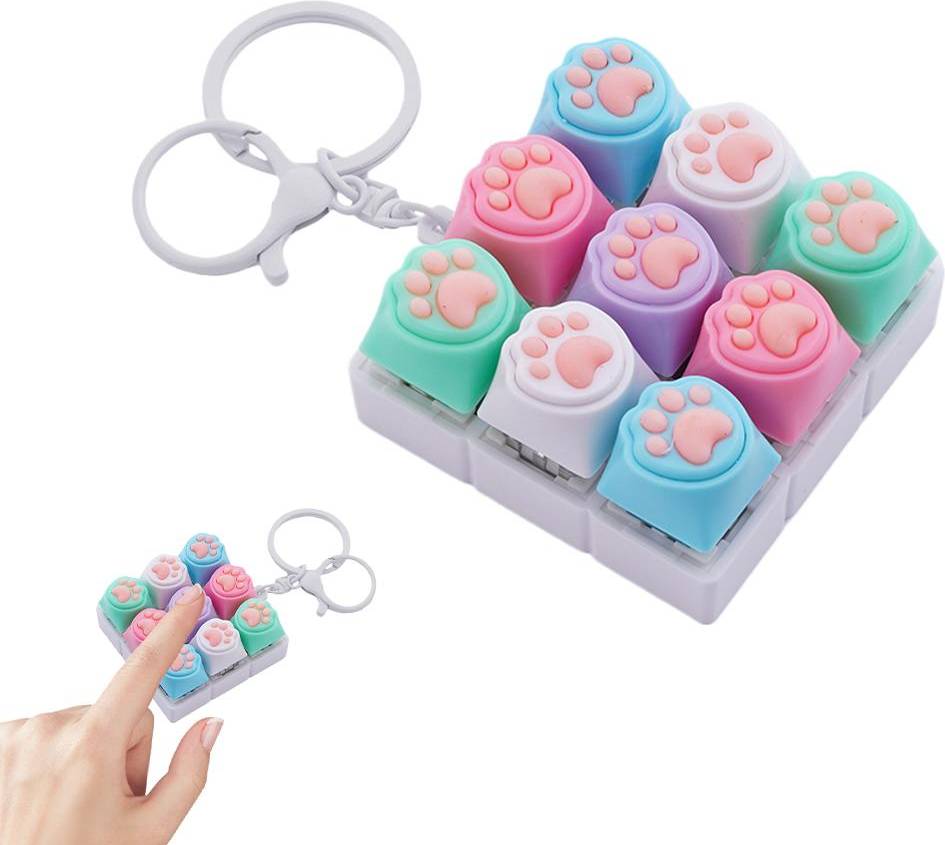 9 Keys Keyboard Fidget Keychain