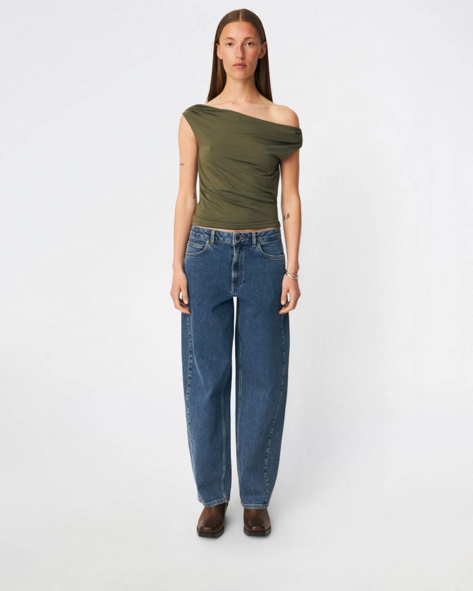 Modström Himamd Offshoulder Top Kvinde Army Dust