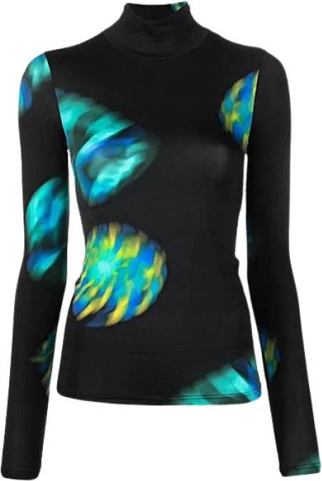Nina Ricci Printet High Neck Parachute Top - Sort