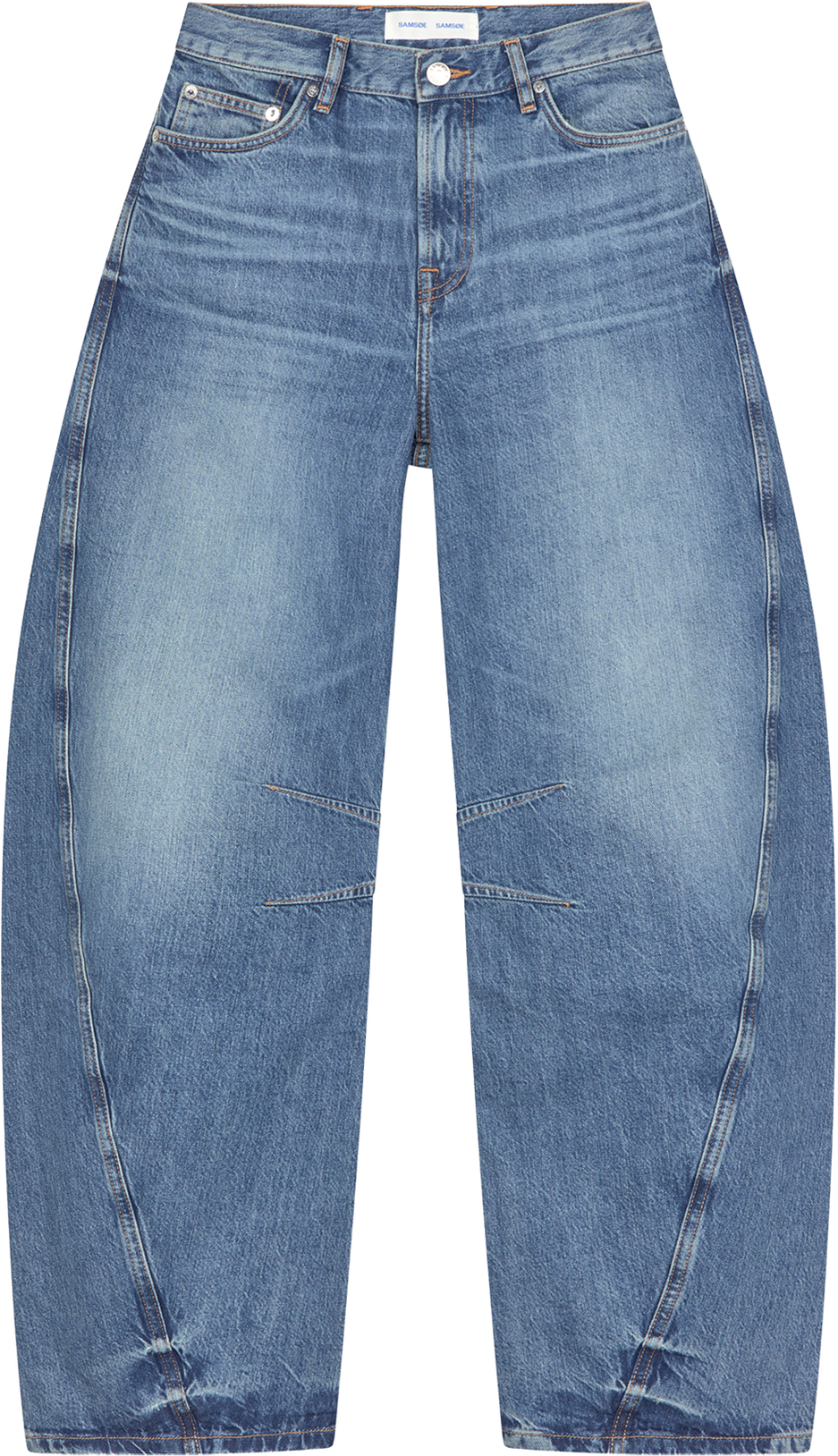 Mid Rise Barrel Leg Jeans - Sephia Blue