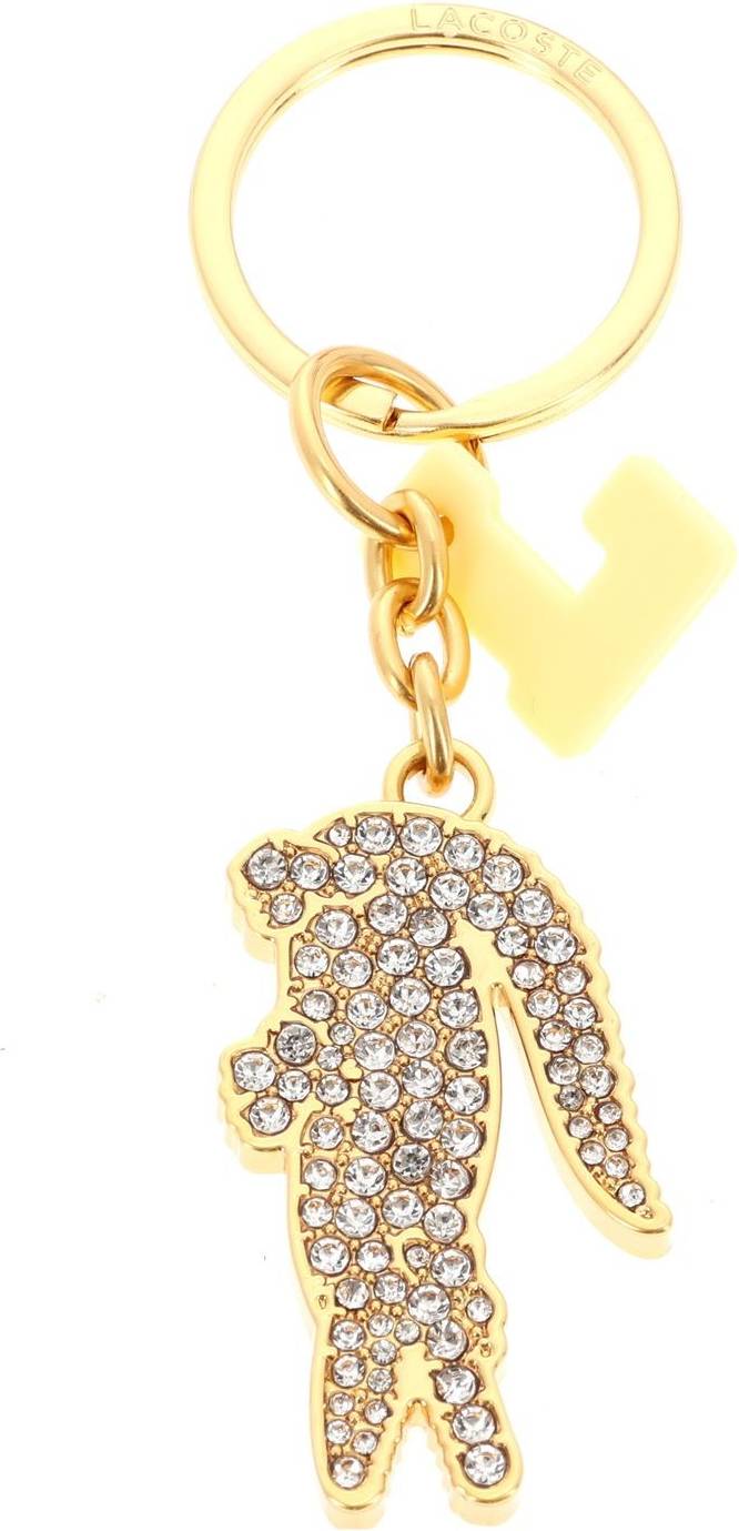 Lacoste L Charms Rhinestone Crocodile Key Ring - Gold