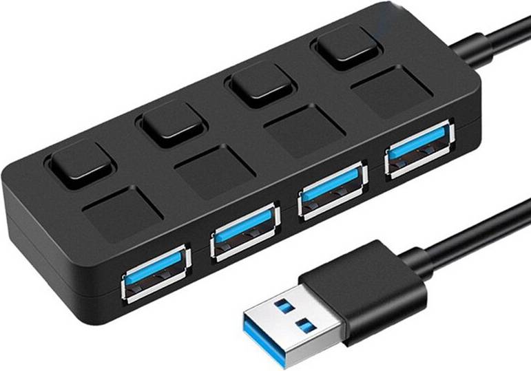 Exogio 4-Port Button USB3.0 Hub Type-C Extender
