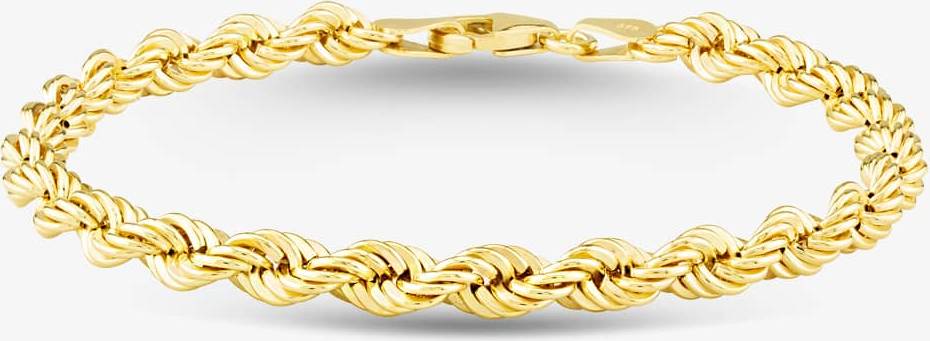 Burrells Rope Chain Bracelet Yellow Gold 7.5 Inch