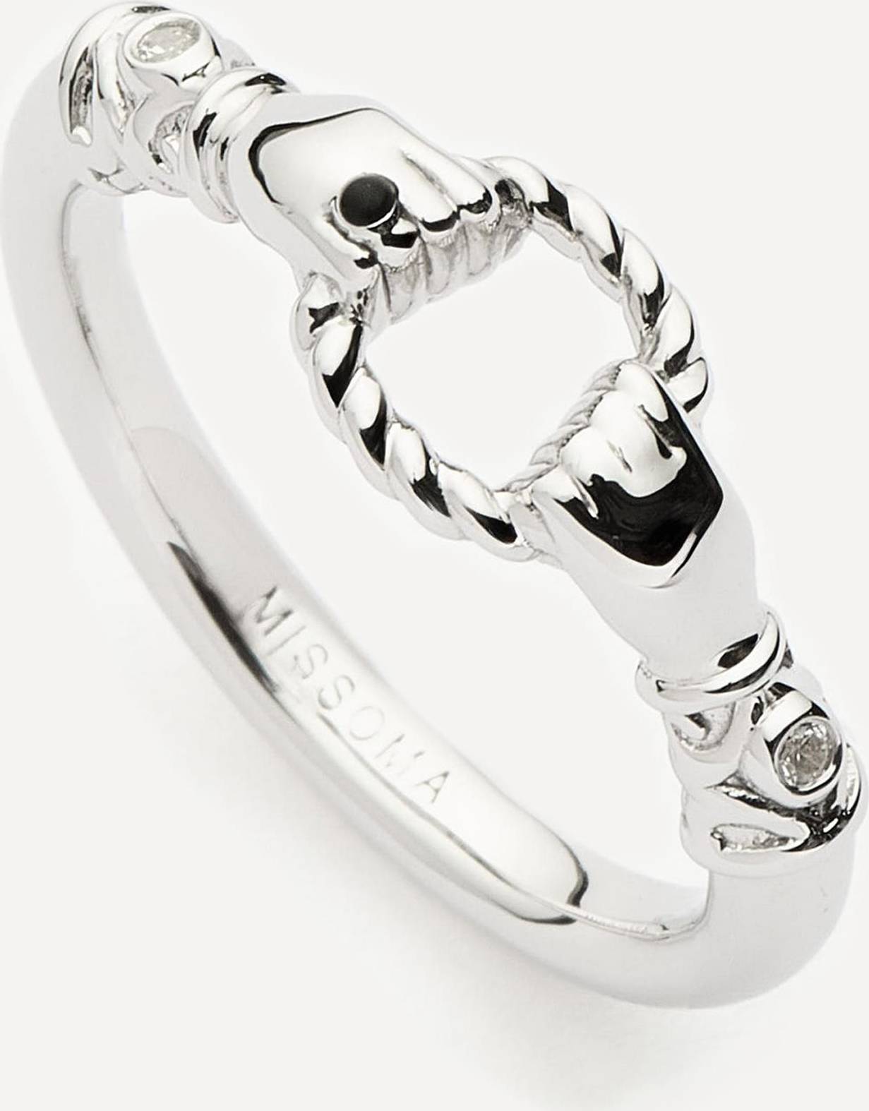 Missoma Reed Rhodium Plated Stacking Ring Silver