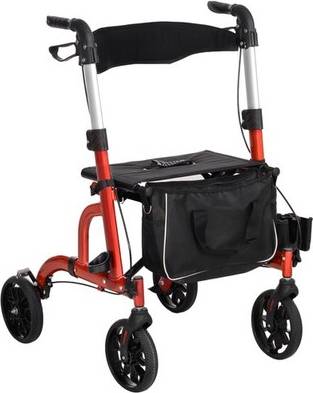 Homcom Lightweight Walking Frame With Seat Backrest Red