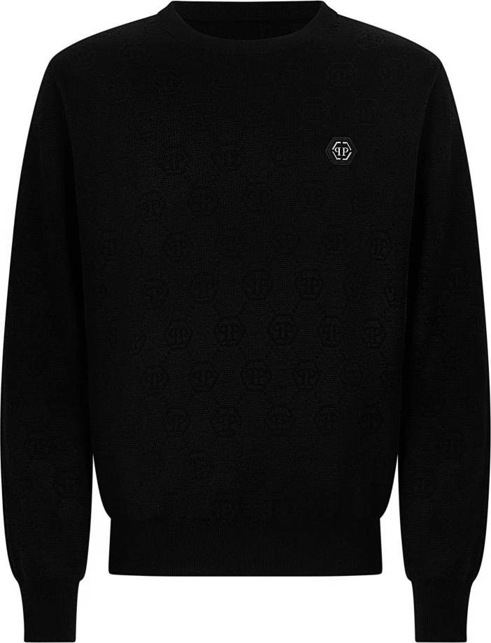 Philipp Plein Pullover Rundhals Ss Monogram Stickade Tröjor - Herr