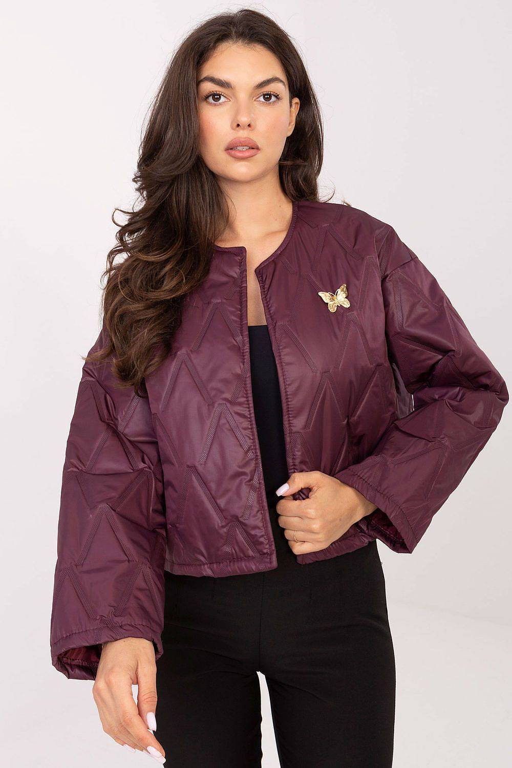 Rue Paris Quilted Transitional Jacket - Red